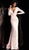 Jovani - 68407 Embellished Lace Deep V-neck Trumpet Dress With Train In Pink
