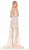 Ashley Lauren - 1457 Sequined Plunging V-Neck Dress In White and Pink