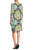 London Times - T2516MJC Floral Damask Sheath Dress in Blue and Green