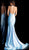 Jovani - 68670 Plunging Illusion Halter Neckline Mermaid Prom Dress in Blue