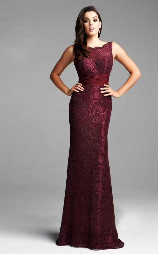 Mac Duggal Couture - 62426 Sleeveless Lace Sash Evening Gown In Red