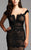Mac Duggal Couture - 78998 Netted Lace Off Shoulder Sheath Dress In Black and Neutral