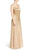 Adrianna Papell - AP1E200530 Beaded Mesh Trumpet Gown in Neutral and Gold