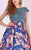 Angela & Alison - 61085 Beaded Bateau Floral Ballgown In Blue and Floral