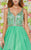 Angela & Alison - 61124 Beaded Plunging Striped Ballgown In Green