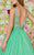 Angela & Alison - 61124 Beaded Plunging Striped Ballgown In Green