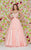 Angela & Alison - 61124 Beaded Plunging Striped Ballgown In Pink