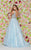 Angela & Alison - 61124 Beaded Plunging Striped Ballgown In Blue