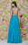 Angela & Alison - 61139 Crystal Embellished High Neck Gown In Blue