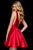 Sherri Hill - 52179 Illusion Deep V Bodice Satin Short A-Line Dress In Red