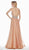 Ashley Lauren - 1391 Crystal Crusted Plunging Halter Chiffon Gown In Pink and Gold