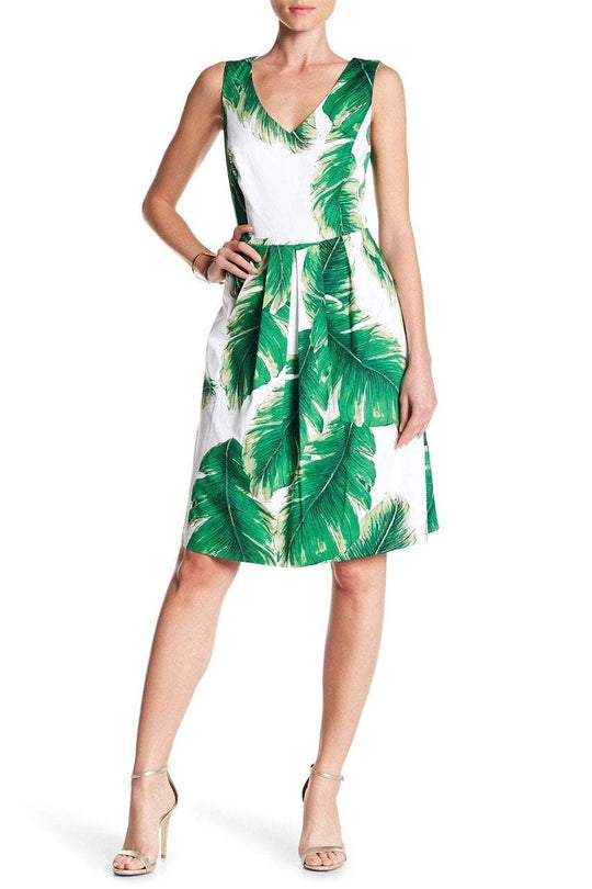 Sangria - DBGM926 Multi-Printed V-neck A-line Dress in Multi-Color