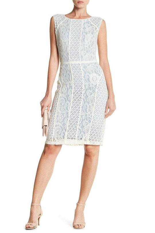 Sangria - SBFY982 Lace Jewel Sheath Dress in Blue