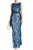 Sangria - DWHGC93 Sleeveless Lace Panel Gown in Blue and Neutral