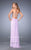 La Femme - 22465 Ruched Deep V-neck Column Dress In Purple