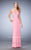 La Femme - 22465 Ruched Deep V-neck Column Dress In Pink