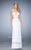 La Femme - 22465 Ruched Deep V-neck Column Dress In White
