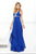 Beaded Halter High-Low Chiffon Long Evening Gown 6916