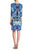 London Times - T2714MNR Quarter Sleeve Bateau Floral Dress in Blue