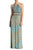 London Times - T2717MNR Keyhole Halter Sheath Dress in Blue and Green