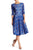Sangria - AMYKV27 Tea Length Floral Flared Dress in Blue and Neutral