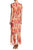 Taylor - 9044MJ Floral Print Faux Wrap Dress in Orange and Print