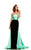 Johnathan Kayne - 6004 Strapless Straight Across Sheath Dress in Black and Green
