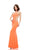 Johnathan Kayne - 6009 Bejeweled Illusion Cutout Gown in Orange and Pink