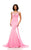 Johnathan Kayne - 6023 Illusion Bateau Mermaid Dress in Pink