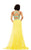 Johnathan Kayne - 6027 Beaded Illusion Halter A-line Dress in Yellow