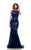 Johnathan Kayne - 6028 Sheer Lace Bejeweled Gown in Blue