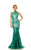 Johnathan Kayne - 6028 Sheer Lace Bejeweled Gown in Green