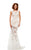 Johnathan Kayne - 6028 Sheer Lace Bejeweled Gown in White