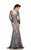 Johnathan Kayne - 6087 Printed Deep V-neck Sheath Dress in White and Print