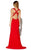Jolene Collection - 16025 Beaded Scalloped Plunging Evening Gown In Red