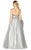 Jolene Collection - 16042 Embellished Strapless A Line Gown In Gray and Pink