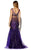 Jolene Collection - 16190 Two-Piece Illusion Trumpet Gown In Black and Purple