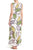 Nine West - 10642834 Sleeveless V Neck Tie Waist Maxi Dress in Green and Multi-Color