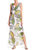 Nine West - 10642834 Sleeveless V Neck Tie Waist Maxi Dress in Green and Multi-Color
