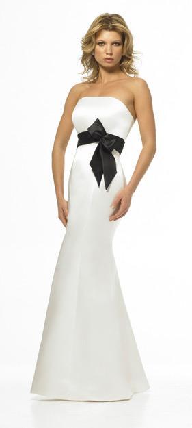 Alexia Designs - 696 Two Tone Satin Trumpet Dress In White and Black