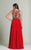Dave & Johnny - 1417W Stone Embellished Bateau A-line Dress in Red