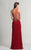 Dave & Johnny - 1769 Illusion Halter Lace High Slit Gown in Red