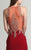 Dave & Johnny - 1769 Illusion Halter Lace High Slit Gown in Red