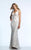 Dave & Johnny - 2109 Plunging V-Neck Lace Applique Long Gown in White