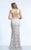 Dave & Johnny - 2109 Plunging V-Neck Lace Applique Long Gown in White
