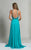 Dave & Johnny - Halter Cutout Draped A-Line Gown 2143 in Blue and Green