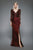 Tadashi Shoji - Scalloped Embroidered Bodice High Slit Gown In Red and Black