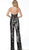 Jovani - 62092 Sequined Deep Halter V-neck Jumpsuit In Black and Silver