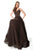 Jovani - 68091 Glittered Sweetheart Maxi Dress In Brown  