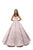 Tarik Ediz - 50404 V-neck Jacquard Pleated Ballgown In Pink